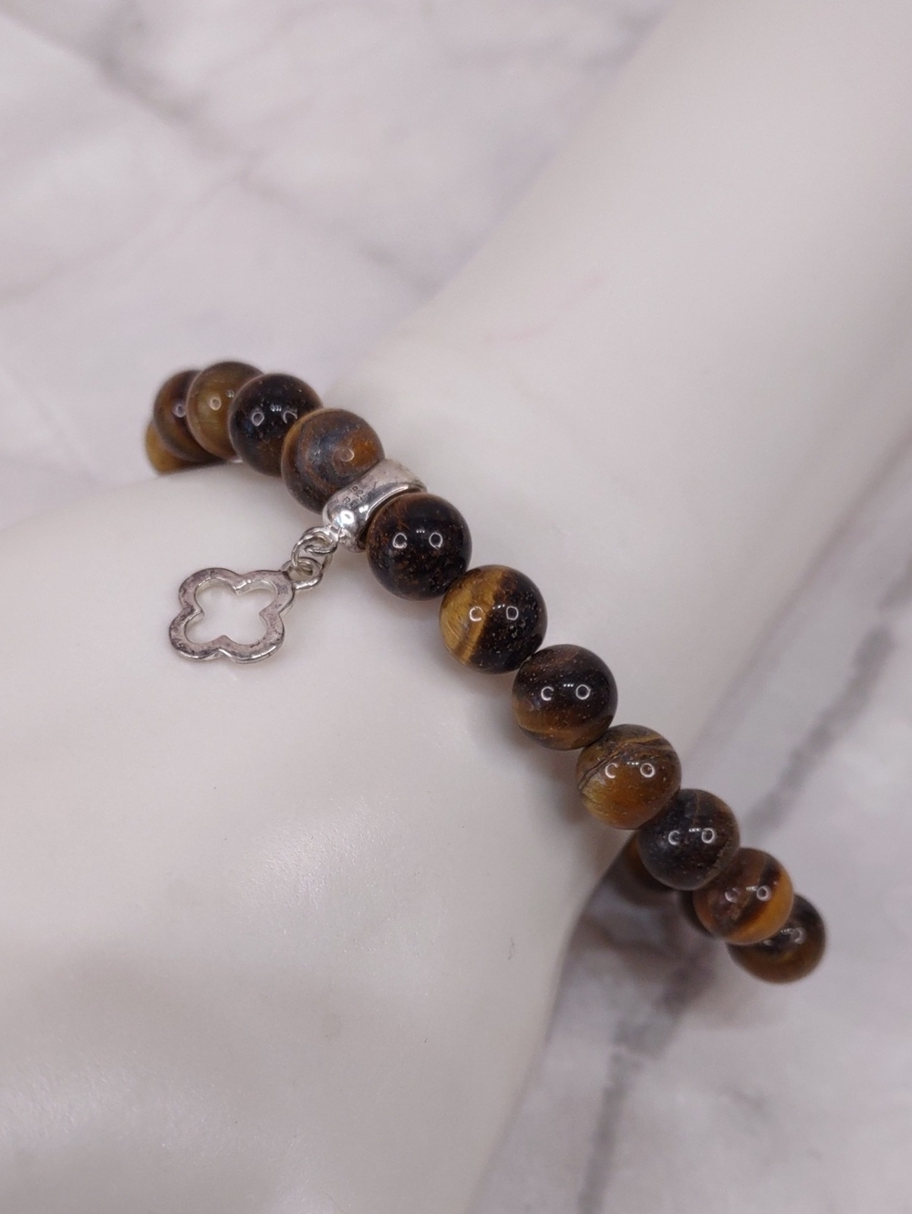 Beaded Tiger Eye Charm Bracelet